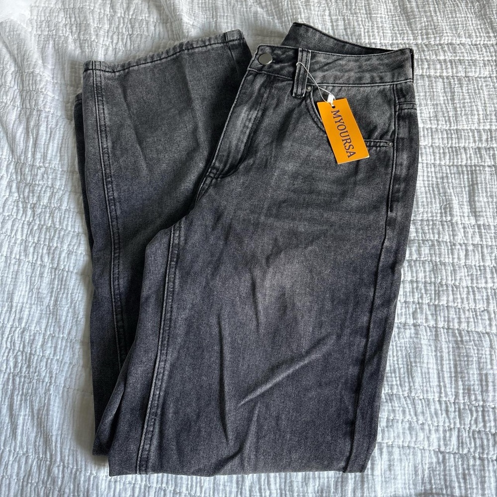 Womens Myoursa Wide Leg Black Denim Jeans